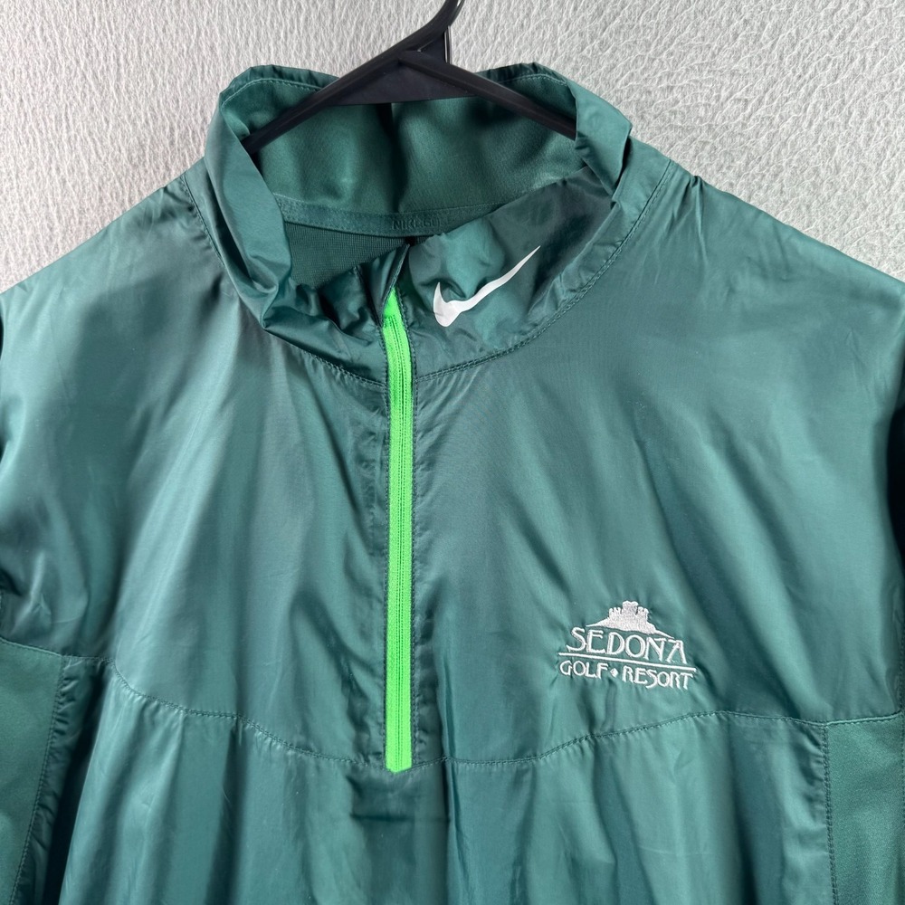 Nike Golf Jacket Mens Medium Green 1/4 Zip Pullover Shield Windbreaker Sedona AZ